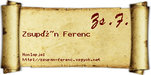 Zsupán Ferenc névjegykártya